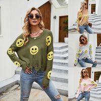 Women's Sweater Long Sleeve Sweaters & Cardigans Braid Fashion Smiley Face main image 1