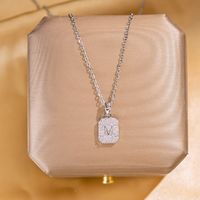Wholesale Fashion Shell Elk 304 Stainless Steel Copper Plating 18K Gold Plated White-Plated K Artificial Pearls Zircon Pendant Necklace sku image 16