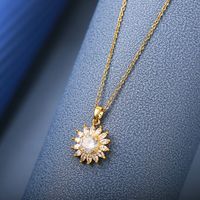 Wholesale Fashion Shell Elk 304 Stainless Steel Copper Plating 18K Gold Plated White-Plated K Artificial Pearls Zircon Pendant Necklace sku image 111