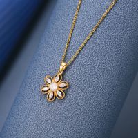 Wholesale Fashion Shell Elk 304 Stainless Steel Copper Plating 18K Gold Plated White-Plated K Artificial Pearls Zircon Pendant Necklace sku image 14