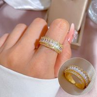 Simple Style Crown Brass Plating Inlay Zircon Open Ring 1 Piece main image 1