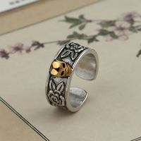 Retro Letter Bear Smiley Face Silver Plated Plating Women's Open Ring 1 Piece sku image 20