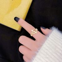 Fashion Heart Shape Flower Bow Knot Copper Inlay Artificial Pearls Zircon Open Ring 1 Piece sku image 13