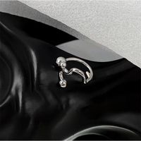 Retro Letter Bear Smiley Face Silver Plated Plating Women's Open Ring 1 Piece sku image 46