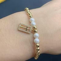 Fashion Star Heart Shape Smiley Face Copper Inlay Artificial Pearls Shell Zircon Bracelets sku image 2