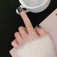 Fashion Heart Shape Flower Bow Knot Copper Inlay Artificial Pearls Zircon Open Ring 1 Piece sku image 23