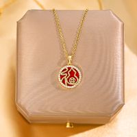 Wholesale Fashion Shell Elk 304 Stainless Steel Copper Plating 18K Gold Plated White-Plated K Artificial Pearls Zircon Pendant Necklace sku image 105