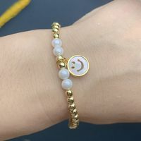 Fashion Star Heart Shape Smiley Face Copper Inlay Artificial Pearls Shell Zircon Bracelets sku image 4