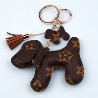 Fashion Plaid Cat Flower Pu Leather Unisex Bag Pendant Keychain 1 Piece sku image 30