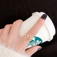 Fashion Heart Shape Flower Bow Knot Copper Inlay Artificial Pearls Zircon Open Ring 1 Piece sku image 48