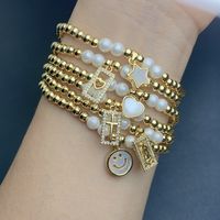 Fashion Star Heart Shape Smiley Face Copper Inlay Artificial Pearls Shell Zircon Bracelets main image 3