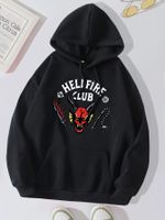 Femmes Sweat À Capuche Manche Longue Hoodies Et Pulls Molletonnés Impression Poche Hip Hop Lettre Démon Flamme main image 1