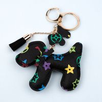 Fashion Plaid Cat Flower Pu Leather Unisex Bag Pendant Keychain 1 Piece sku image 27