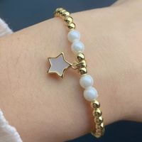 Fashion Star Heart Shape Smiley Face Copper Inlay Artificial Pearls Shell Zircon Bracelets sku image 6