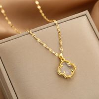 Wholesale Fashion Shell Elk 304 Stainless Steel Copper Plating 18K Gold Plated White-Plated K Artificial Pearls Zircon Pendant Necklace sku image 78