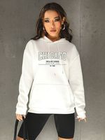 Mujeres Sudadera Manga Larga Sudaderas Con Capucha Y Sudaderas Impresión Bolsillo Casual Letra sku image 6