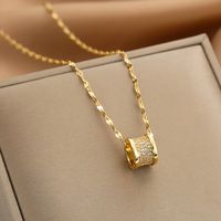 Wholesale Fashion Shell Elk 304 Stainless Steel Copper Plating 18K Gold Plated White-Plated K Artificial Pearls Zircon Pendant Necklace sku image 122