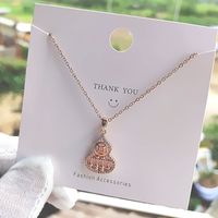 Wholesale Fashion Shell Elk 304 Stainless Steel Copper Plating 18K Gold Plated White-Plated K Artificial Pearls Zircon Pendant Necklace sku image 88