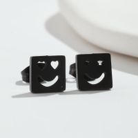 1 Pair Fashion Heart Shape Smiley Face Wings Stainless Steel Plating Hollow Out Ear Studs sku image 13