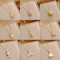 Wholesale Fashion Shell Elk 304 Stainless Steel Copper Plating 18K Gold Plated White-Plated K Artificial Pearls Zircon Pendant Necklace main image 2