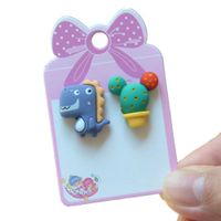 Cute Animal Rainbow Heart Shape Plastic Stoving Varnish Kid's Ear Clips 1 Pair sku image 2