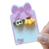 Cute Animal Rainbow Heart Shape Plastic Stoving Varnish Kid's Ear Clips 1 Pair sku image 8