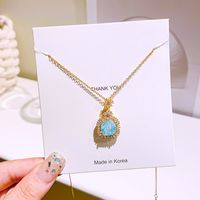 Wholesale Fashion Shell Elk 304 Stainless Steel Copper Plating 18K Gold Plated White-Plated K Artificial Pearls Zircon Pendant Necklace sku image 143