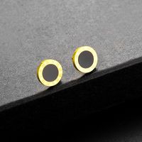 Fashion Round Titanium Steel Plating Inlay Acrylic Ear Studs 1 Pair sku image 2
