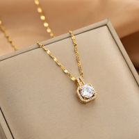 Wholesale Fashion Shell Elk 304 Stainless Steel Copper Plating 18K Gold Plated White-Plated K Artificial Pearls Zircon Pendant Necklace sku image 97