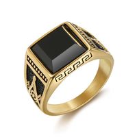 Retro Geometrische Titan Stahl Inlay Zirkon Ringe 1 Stück sku image 10