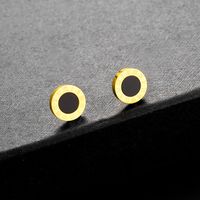 Fashion Round Titanium Steel Plating Inlay Acrylic Ear Studs 1 Pair sku image 5