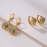 Fashion Animal Leopard Copper Plating Zircon Earrings 1 Pair main image 3