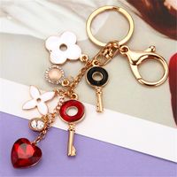 Fashion Heart Shape Ship Flower Alloy Enamel Plating Inlay Zircon Unisex Keychain 1 Piece main image 1