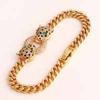 Hip-hop Leopard Copper Bracelets In Bulk sku image 1