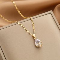 Wholesale Fashion Shell Elk 304 Stainless Steel Copper Plating 18K Gold Plated White-Plated K Artificial Pearls Zircon Pendant Necklace sku image 41
