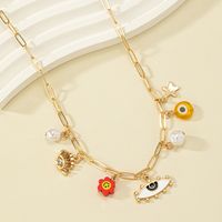 1 Piece Vacation Devil's Eye Star Heart Shape Alloy Plating Artificial Pearls Women's Pendant Necklace main image 3