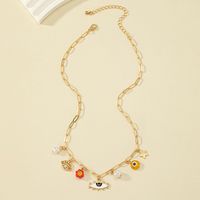 1 Piece Vacation Devil's Eye Star Heart Shape Alloy Plating Artificial Pearls Women's Pendant Necklace main image 2