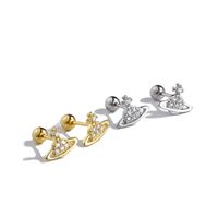 Fashion Planet Sterling Silver Plating Zircon Ear Studs 1 Pair main image 2