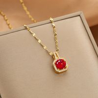 Wholesale Fashion Shell Elk 304 Stainless Steel Copper Plating 18K Gold Plated White-Plated K Artificial Pearls Zircon Pendant Necklace sku image 116