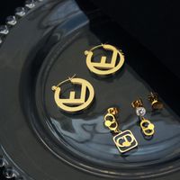 Fashion Geometric Letter Titanium Steel Plating Earrings main image 3