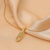 Wholesale Fashion Shell Elk 304 Stainless Steel Copper Plating 18K Gold Plated White-Plated K Artificial Pearls Zircon Pendant Necklace sku image 118