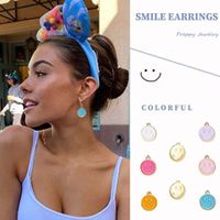 1 Pair Simple Style Smiley Face Butterfly Lightning Metal Enamel Hollow Out Women's Drop Earrings main image 4