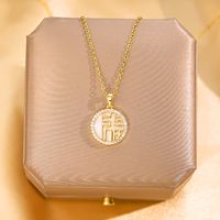 Wholesale Fashion Shell Elk 304 Stainless Steel Copper Plating 18K Gold Plated White-Plated K Artificial Pearls Zircon Pendant Necklace sku image 109