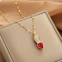 Wholesale Fashion Shell Elk 304 Stainless Steel Copper Plating 18K Gold Plated White-Plated K Artificial Pearls Zircon Pendant Necklace sku image 92