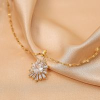 Wholesale Fashion Shell Elk 304 Stainless Steel Copper Plating 18K Gold Plated White-Plated K Artificial Pearls Zircon Pendant Necklace sku image 44