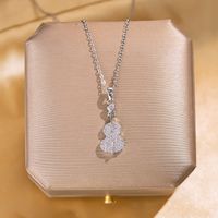 Wholesale Fashion Shell Elk 304 Stainless Steel Copper Plating 18K Gold Plated White-Plated K Artificial Pearls Zircon Pendant Necklace sku image 24