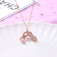 Wholesale Fashion Shell Elk 304 Stainless Steel Copper Plating 18K Gold Plated White-Plated K Artificial Pearls Zircon Pendant Necklace sku image 100
