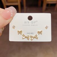 Fashion Geometric Copper Plating Artificial Pearls Zircon Earrings 3 Pairs sku image 5