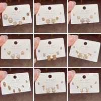 Fashion Geometric Copper Plating Artificial Pearls Zircon Earrings 3 Pairs main image 1