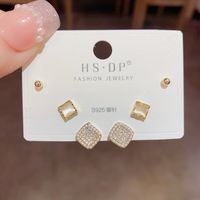 Fashion Geometric Copper Plating Artificial Pearls Zircon Earrings 3 Pairs sku image 10